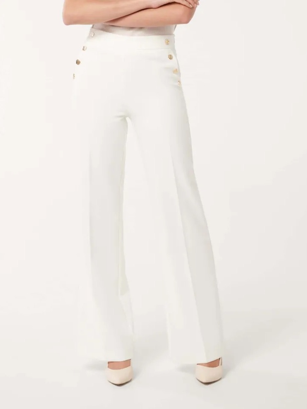 EVER NEW- High-Rise Wide-Leg White Pants
